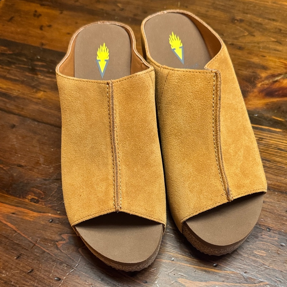 Volatile Tan Suede Open-Toe Mules
